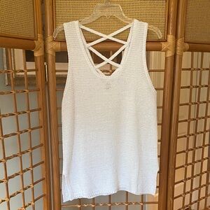 New York & Company Ivory Crisscross Tank Top